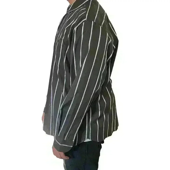 Tommy Bahama Dark Gray Striped Long Sleeve Button Down Shirt XXL - Picture 3 of 10